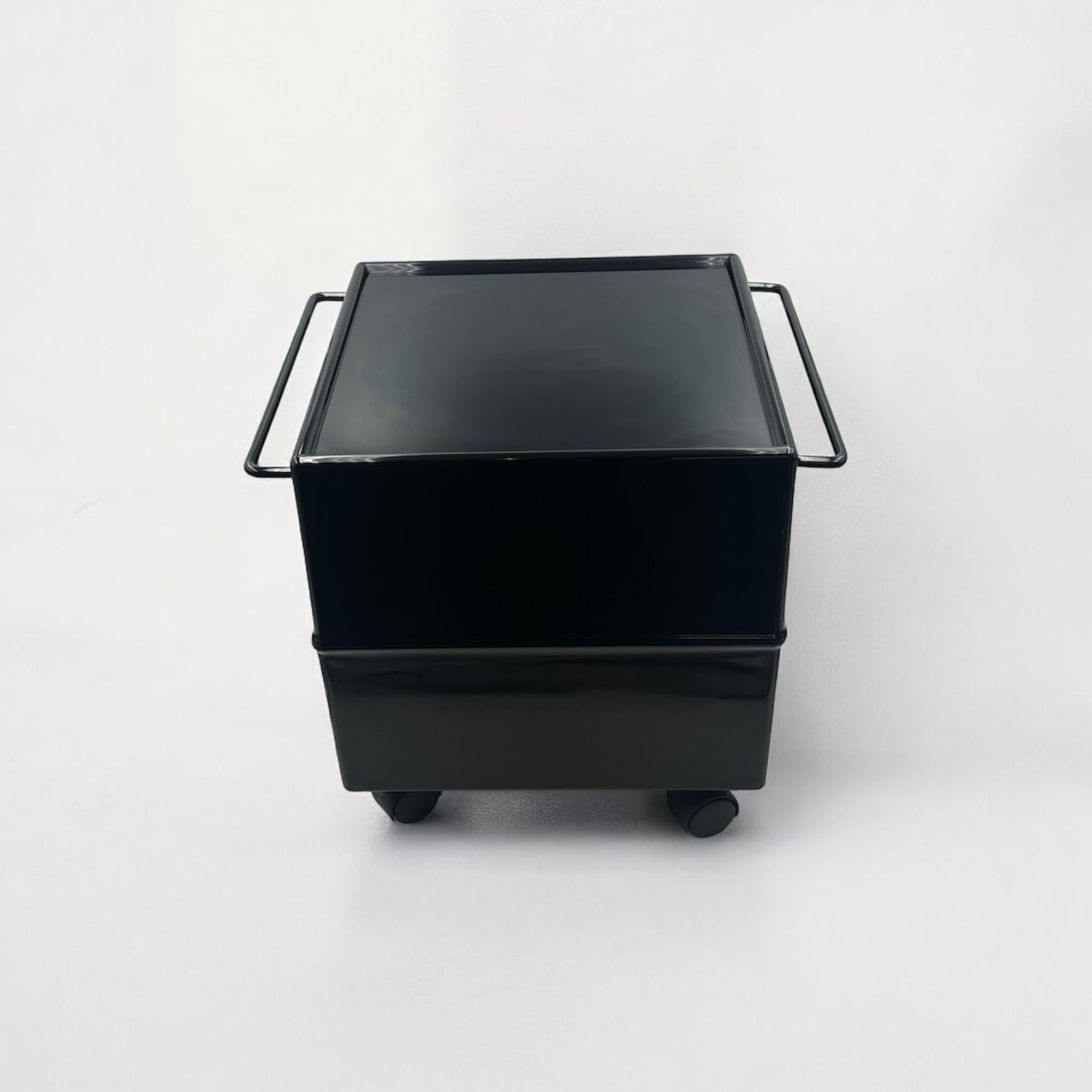 Late 20th Century CUBO Bar Cart Storage Trolley by Studio Magis in Glossy Black, 1970s