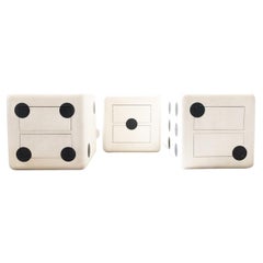 Cubo de dados con ruedas y dos cajones Años 80