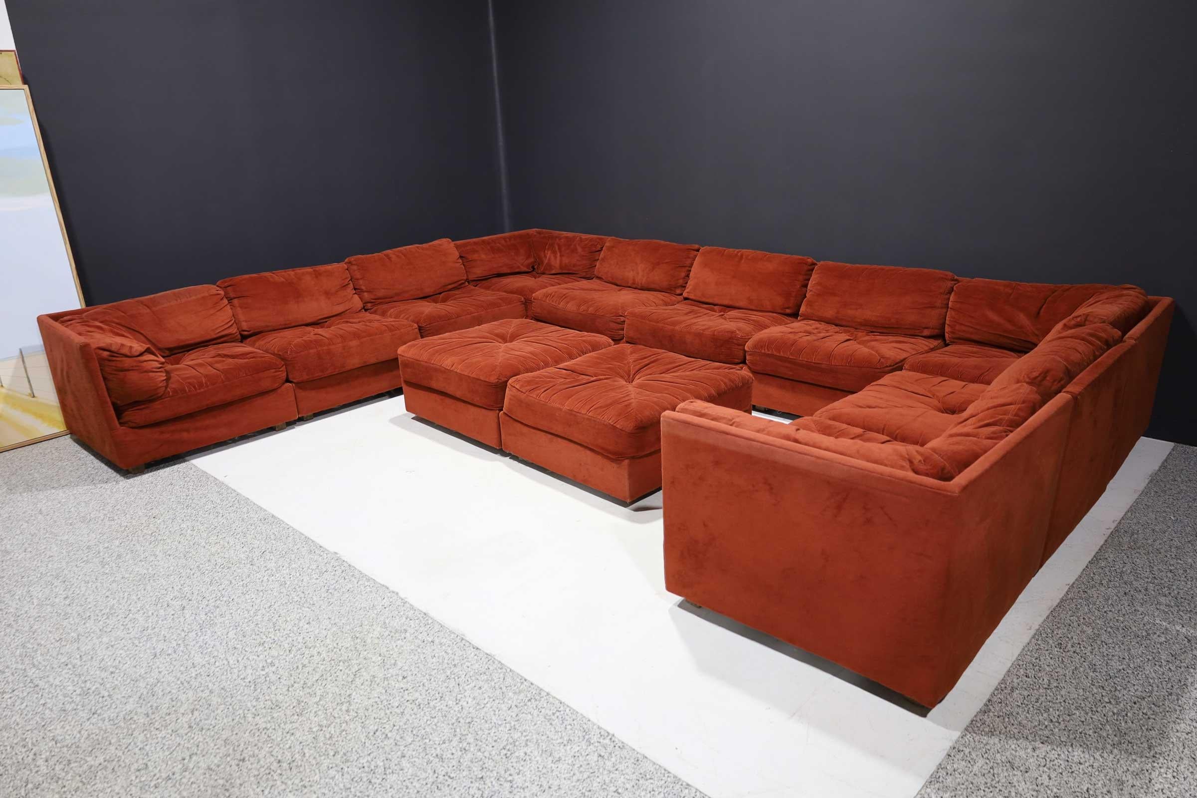 American Cubo Sectional in Velvet by Selig, 12 Pieces