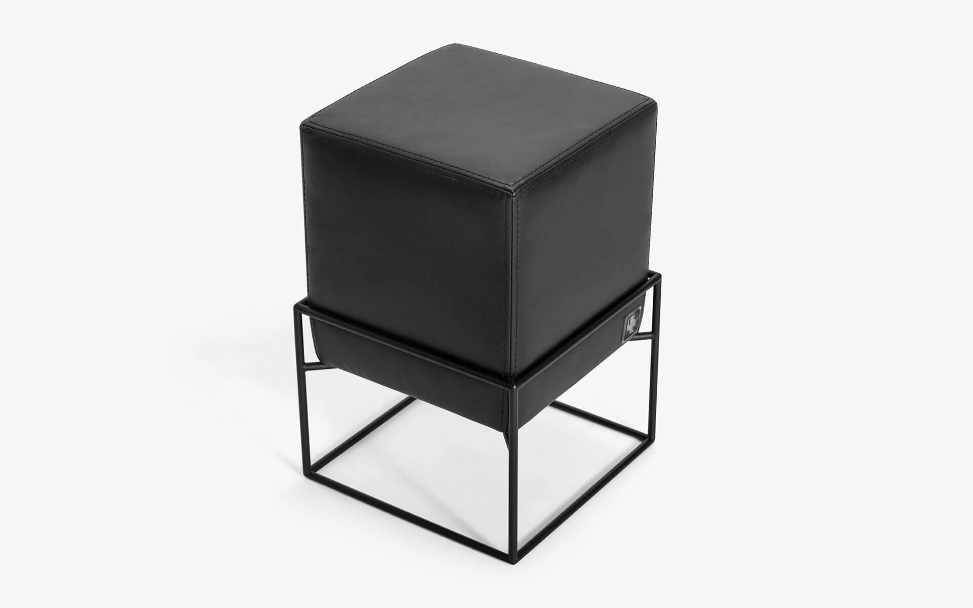 Mid-Century Modern Cubo Stackable Pouf Black by Lagu For Sale