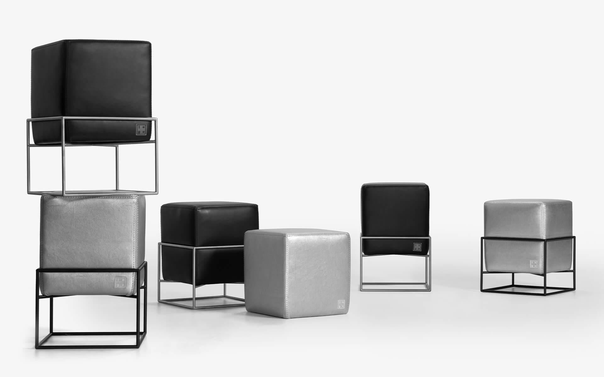 Cubo Stackable Pouf Metalic by Lagu For Sale 3