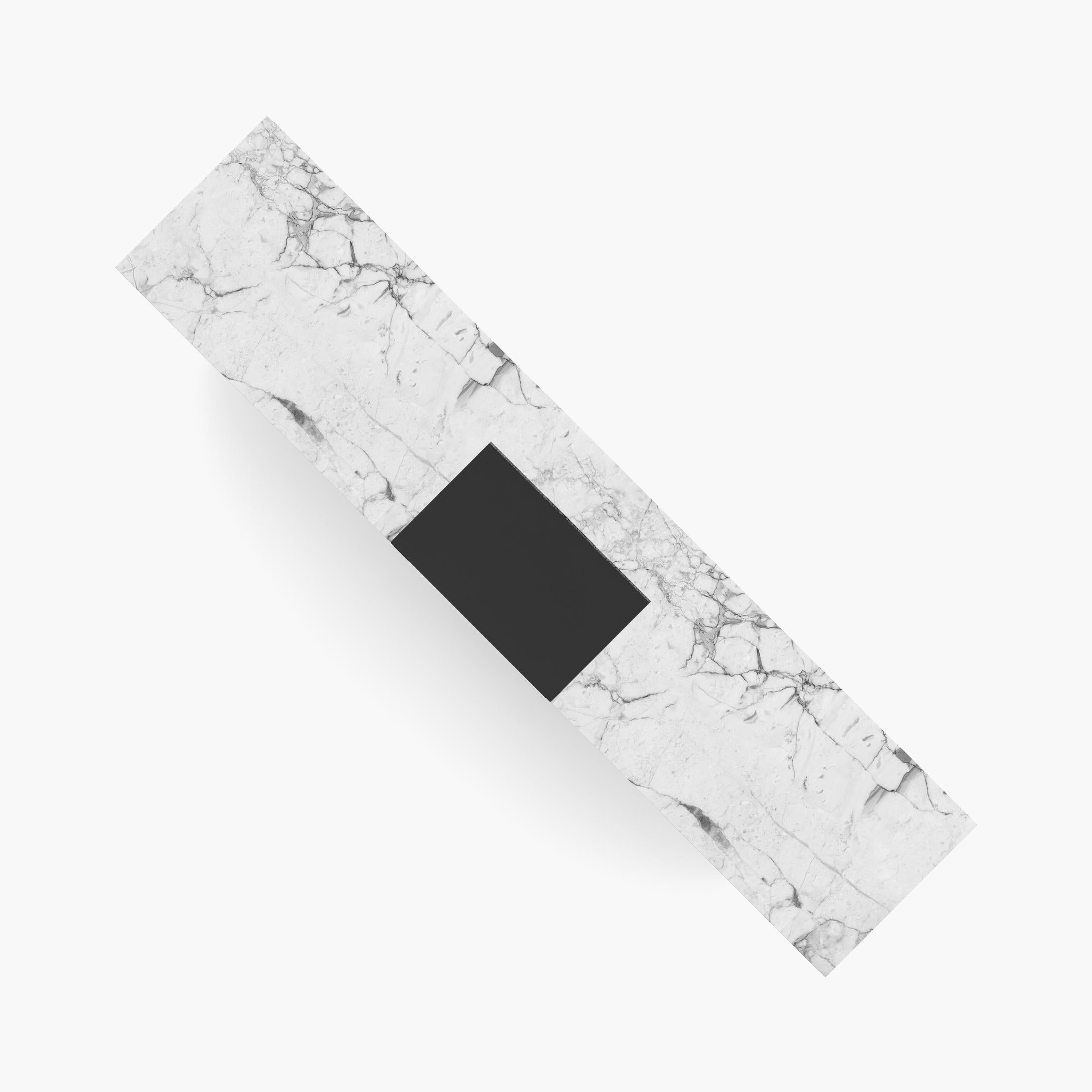 Cuir Bureau cubique, marbre blanc, tiroir en cuir 400x75x75cm, Allemagne, fabrication artisanale pc1/1 en vente