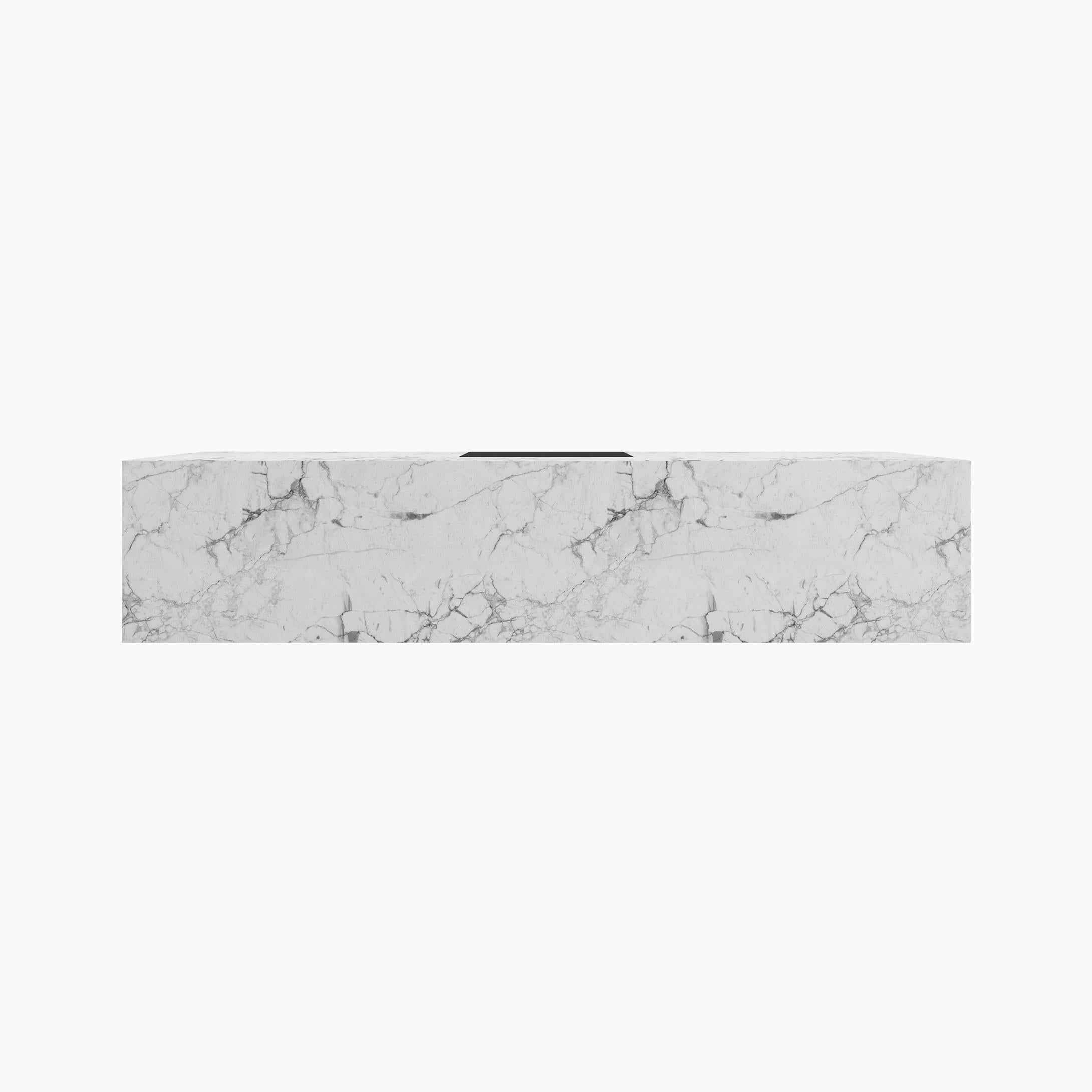 Européen Bureau cubique, marbre blanc, tiroir en cuir 400x75x75cm, Allemagne, fabrication artisanale pc1/1 en vente