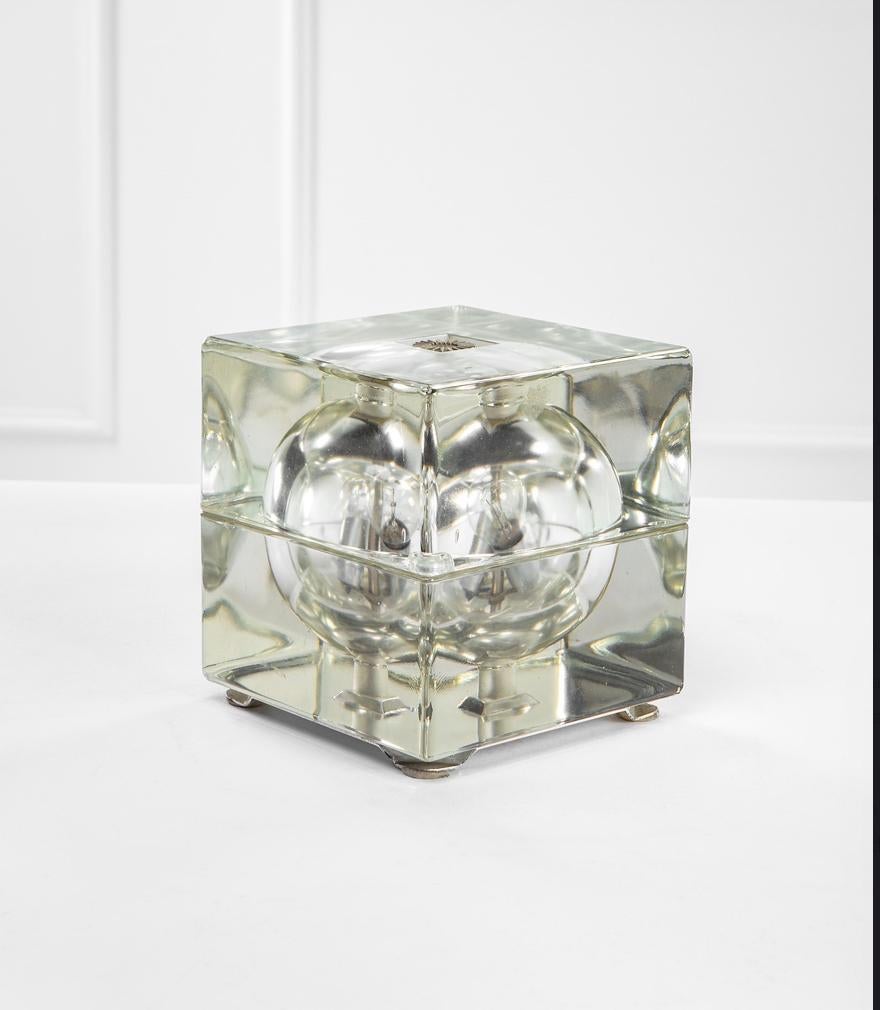 italien Lampe de table en verre Cubosfera d'Alessandro Mendini, Italie, 1968 en vente