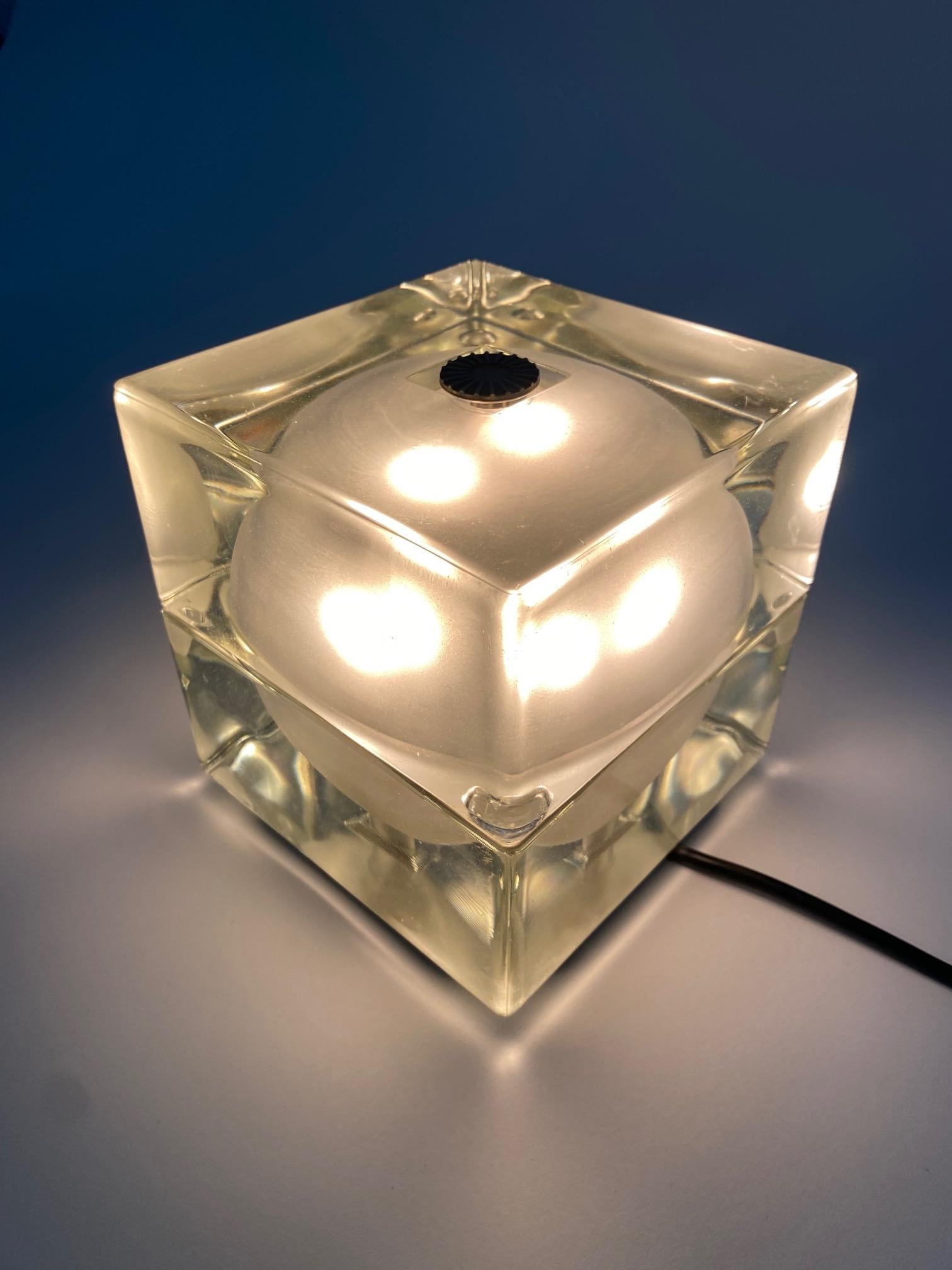 Italian Cubosfera glass table lamp by Alessandro Mendini, Italy, 1968 For Sale