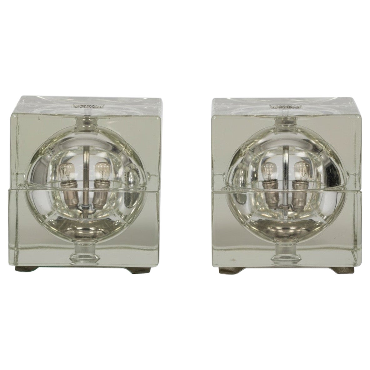 Cubosfera Glass Table Lamps by Alessandro Mendini for Fidenza Vetraria, c.1968 For Sale