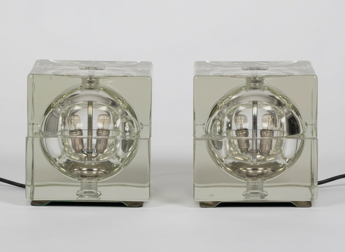 Cubosfera Glass Table Lamps by Alessandro Mendini for Fidenza Vetraria, c.1968