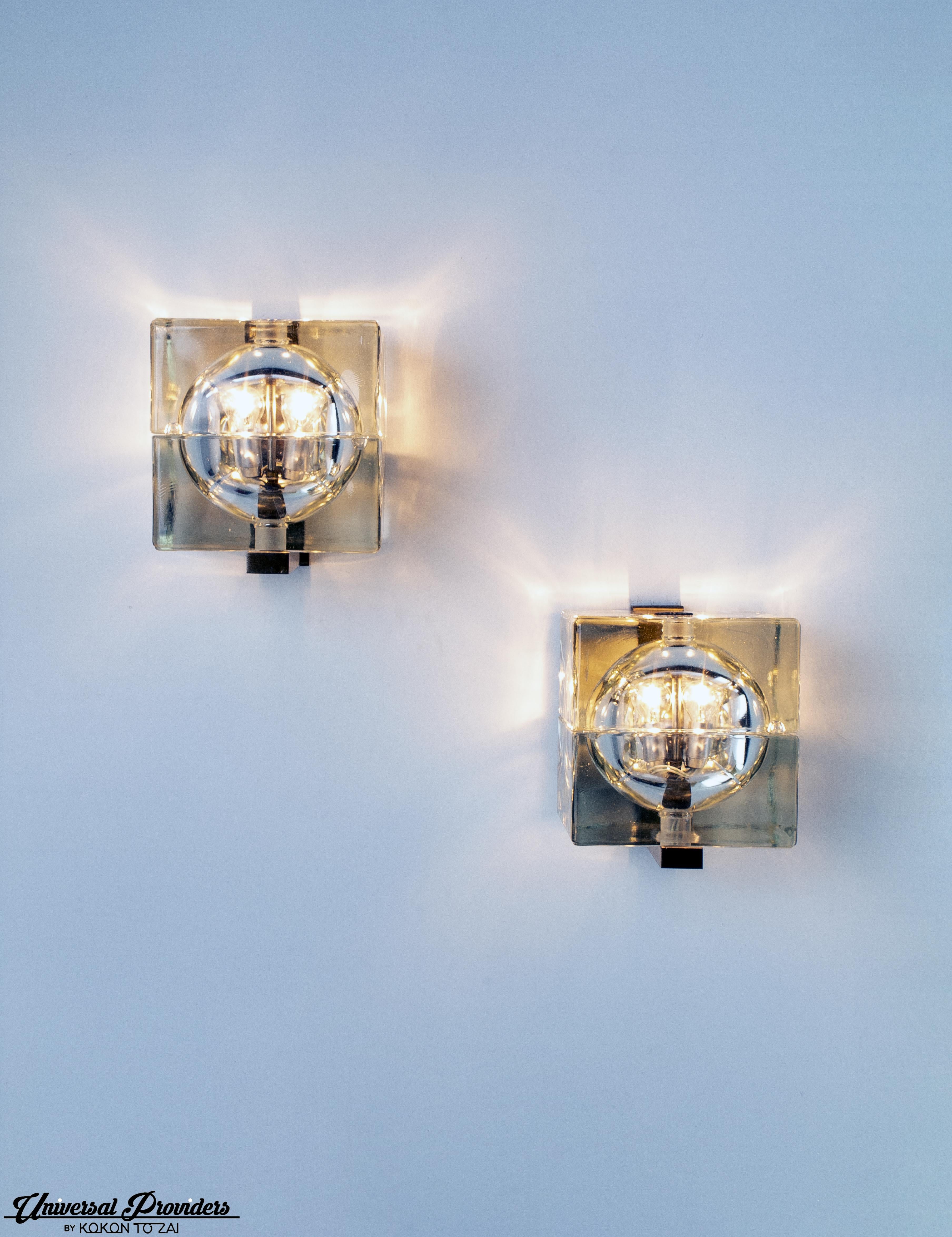 Cubosfera sconces by alessandro mendini circa 1968. For fidenza vetraria, Italy.
    