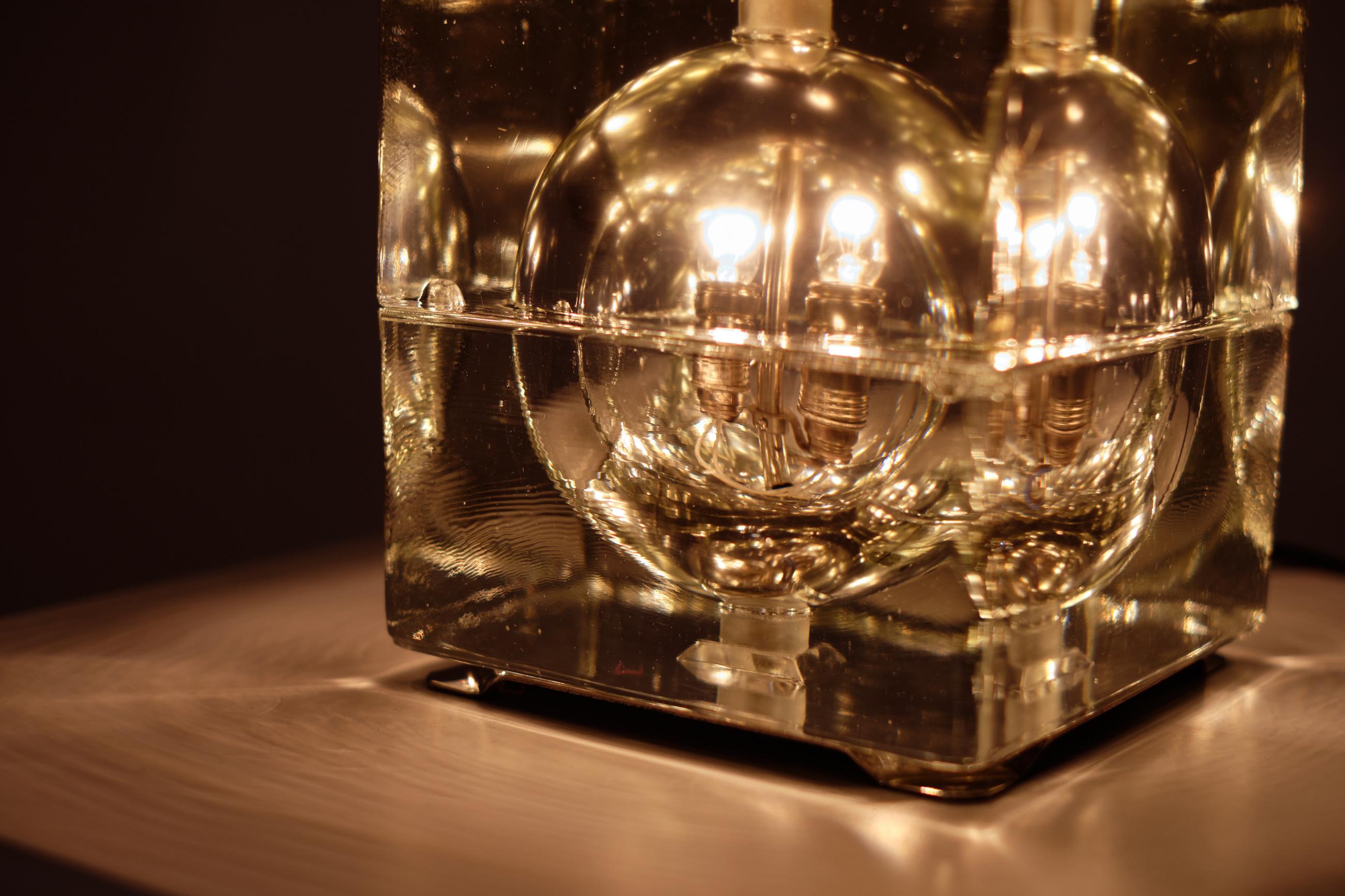 Glass ‘Cubosfera’ Table Lamp by Alessandro Mendini for Fidenza Vetraria, Italy, 1968