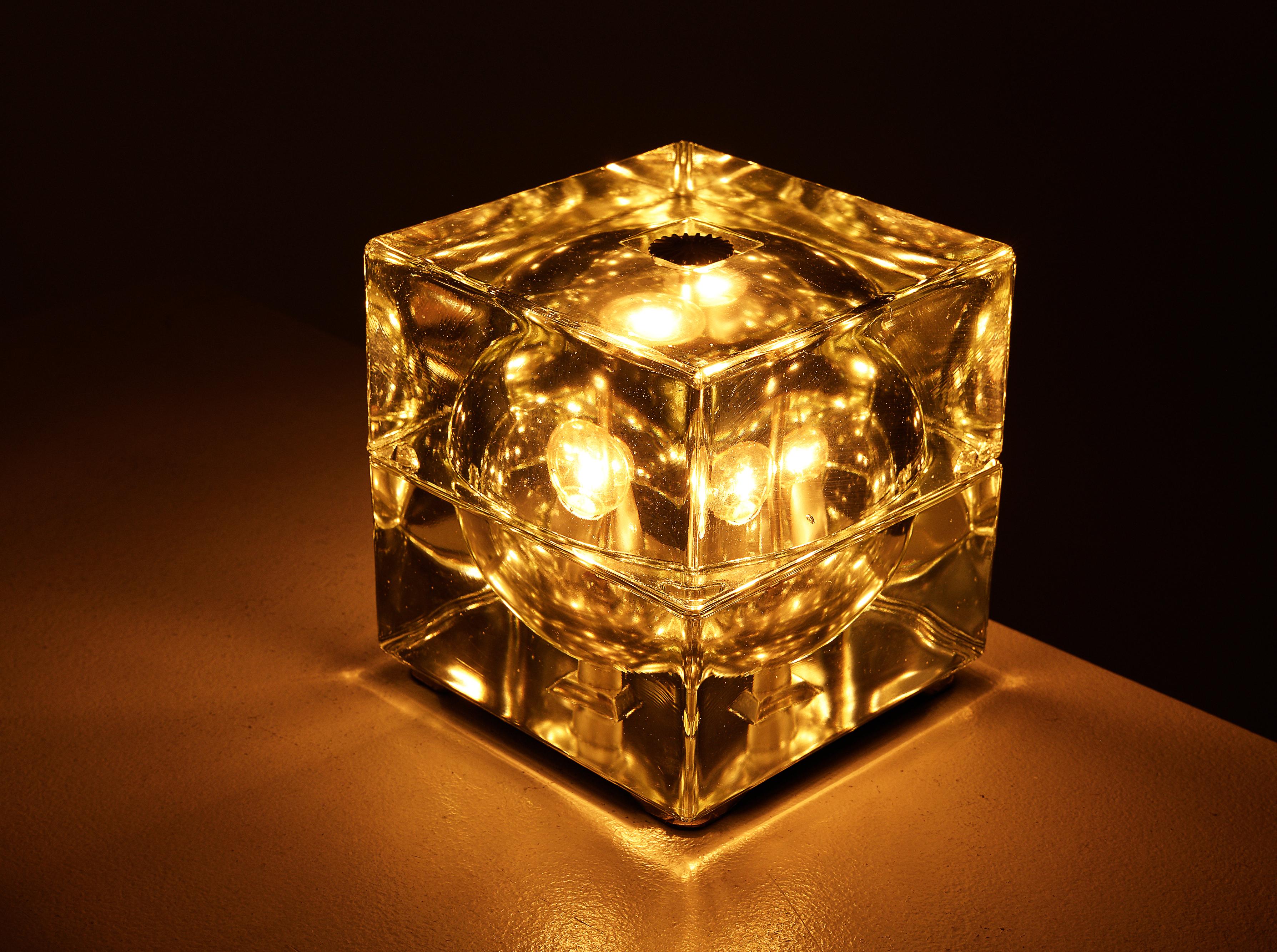 Italian 'Cubosfera' Table Light in Glass by Alessandro Mendini