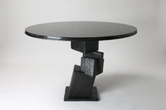 Cubus Sculptural Center Table by Benediko, Black Plaster and Marble, Custom