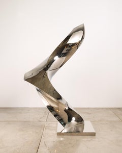 Cubus Spiralis Polished Stainless Steel Abstract Minimalist Sculpture