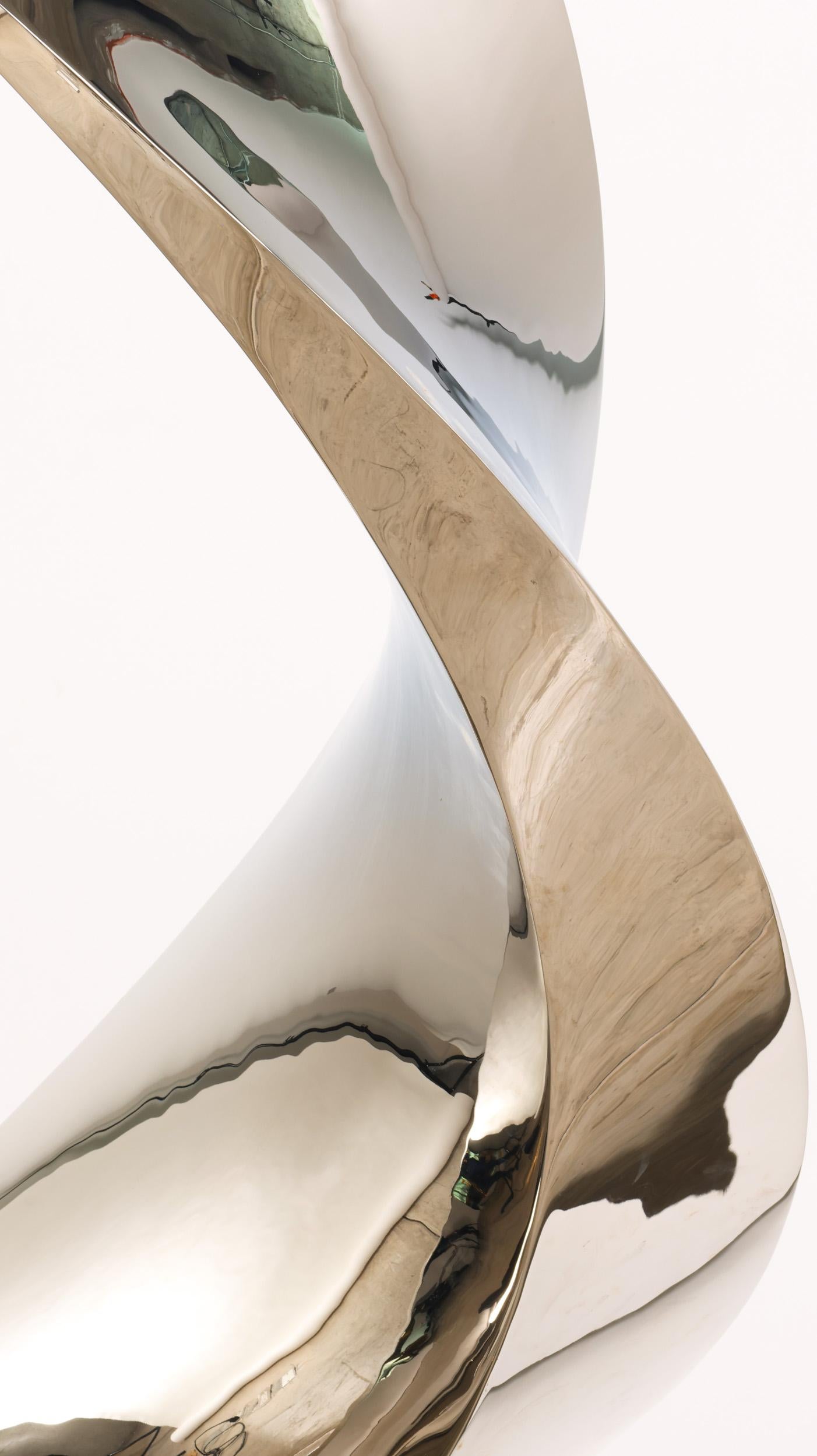 XXI secolo e contemporaneo Scultura astratta minimalista Cubus Spiralis in acciaio inossidabile lucidato in vendita