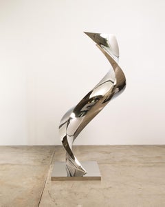 Scultura astratta minimalista Cubus Spiralis in acciaio inossidabile lucidato