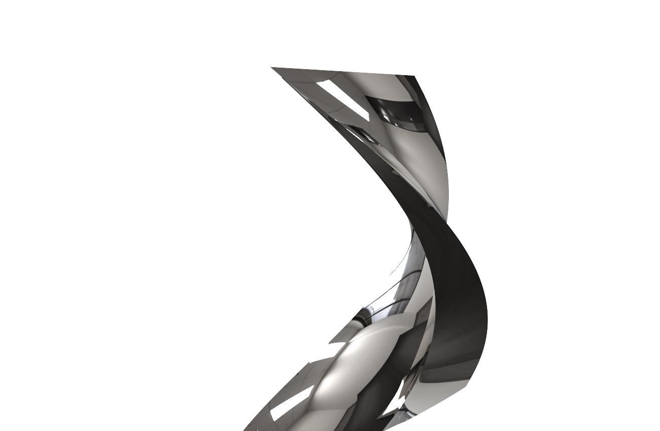 Cubus Spiralis Polished Stainless Steel Abstract Minimalist Sculpture In New Condition For Sale In San Jose del Cabo, BCS