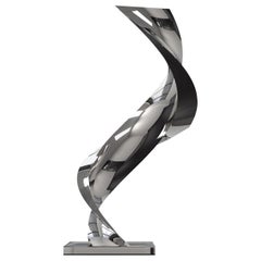 Cubus Spiralis Polished Stainless Steel Abstract Minimalist Sculpture
