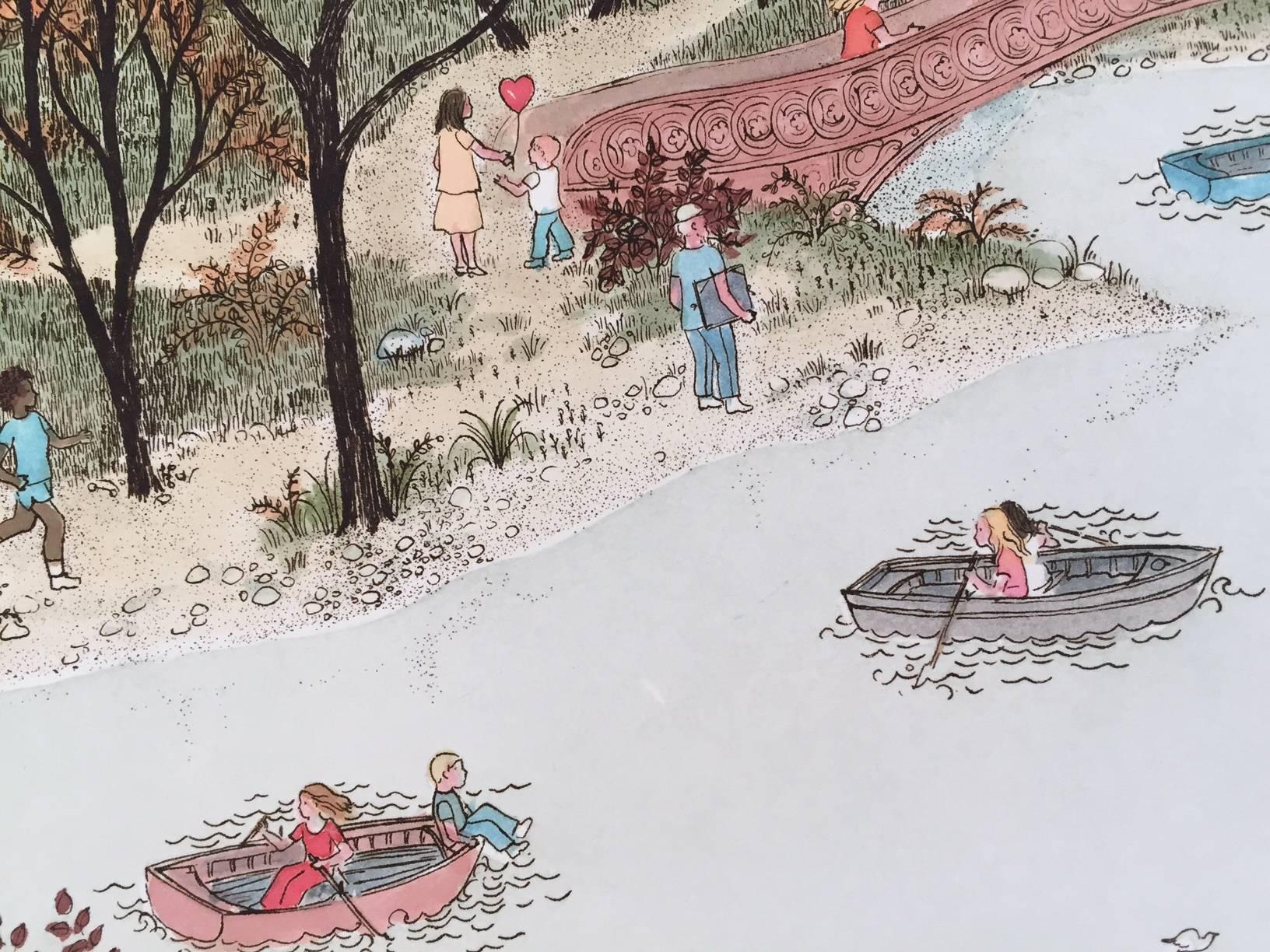 Etching - Central Park West, New York (hand-painted etching) - new - LAST ONE - Contemporary Painting by Cuca Romley