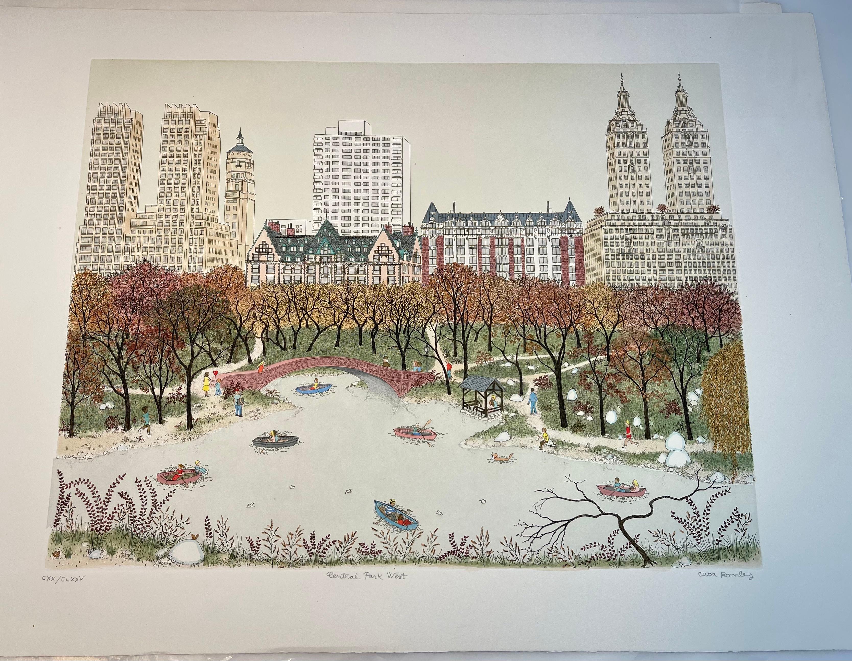 This is a beautiful etching of Central Park West - full of exquisite, whimsical details that make your heart sing! 
LAST ONE LEFT. 
Framing available upon request

Edition 120/175, signed and numbered. 
Image 18 x 23in.; paper size 22 x 27 in.
Every