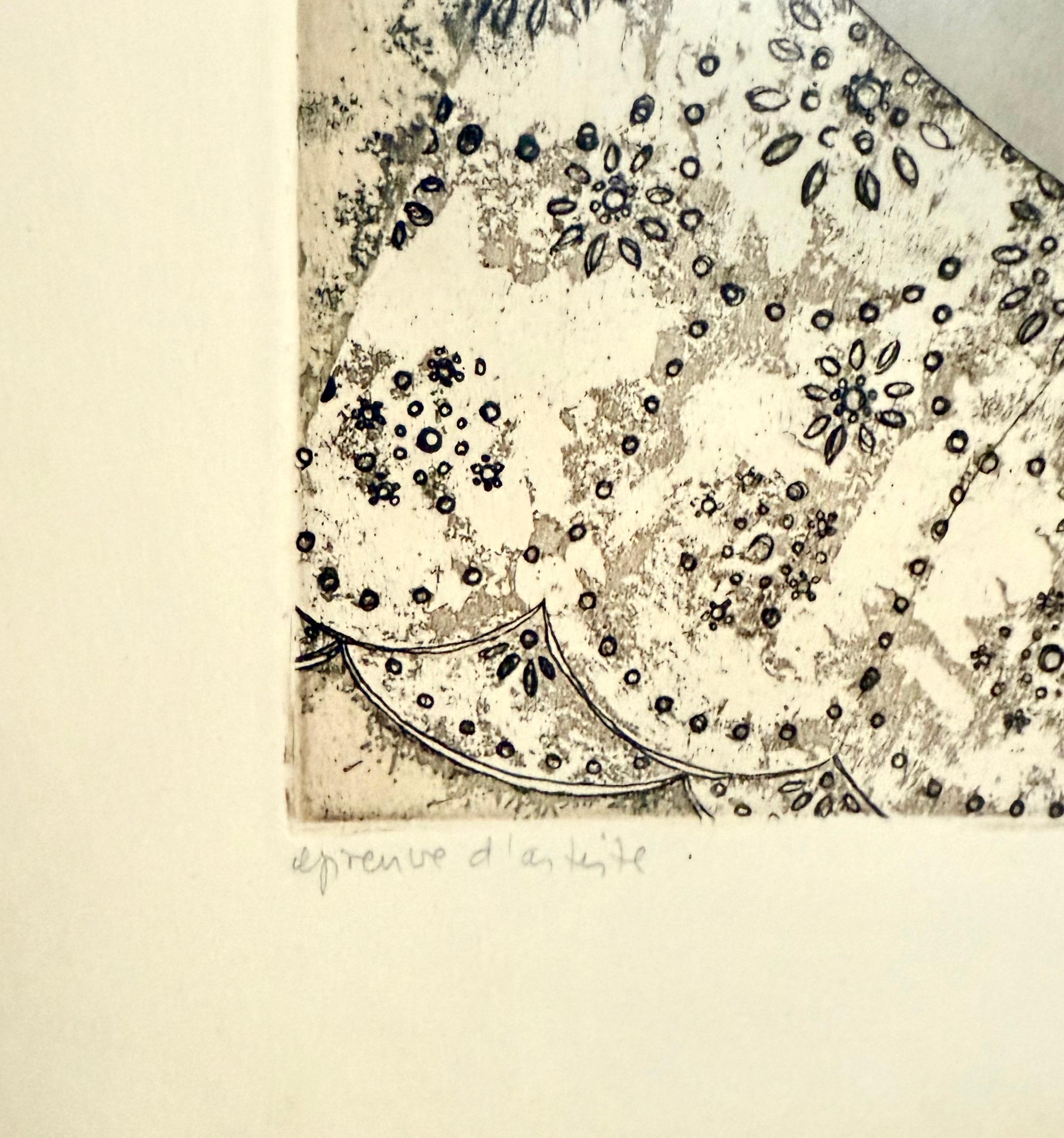 Handkolorierte Radierung Cuca Romley Naive Volkskunst Junges Mädchen Zeitraum Rahmen im Angebot 6