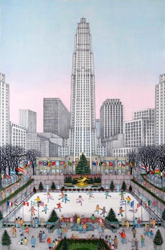 Grabado coloreado a mano - Rockefeller Center, Nueva York (Ed. de 175)