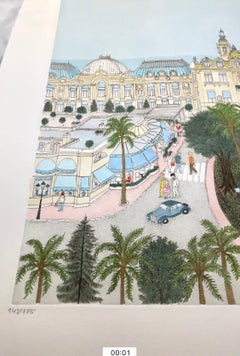 Acquaforte colorata a mano - Monte Carlo, Monaco, Europa