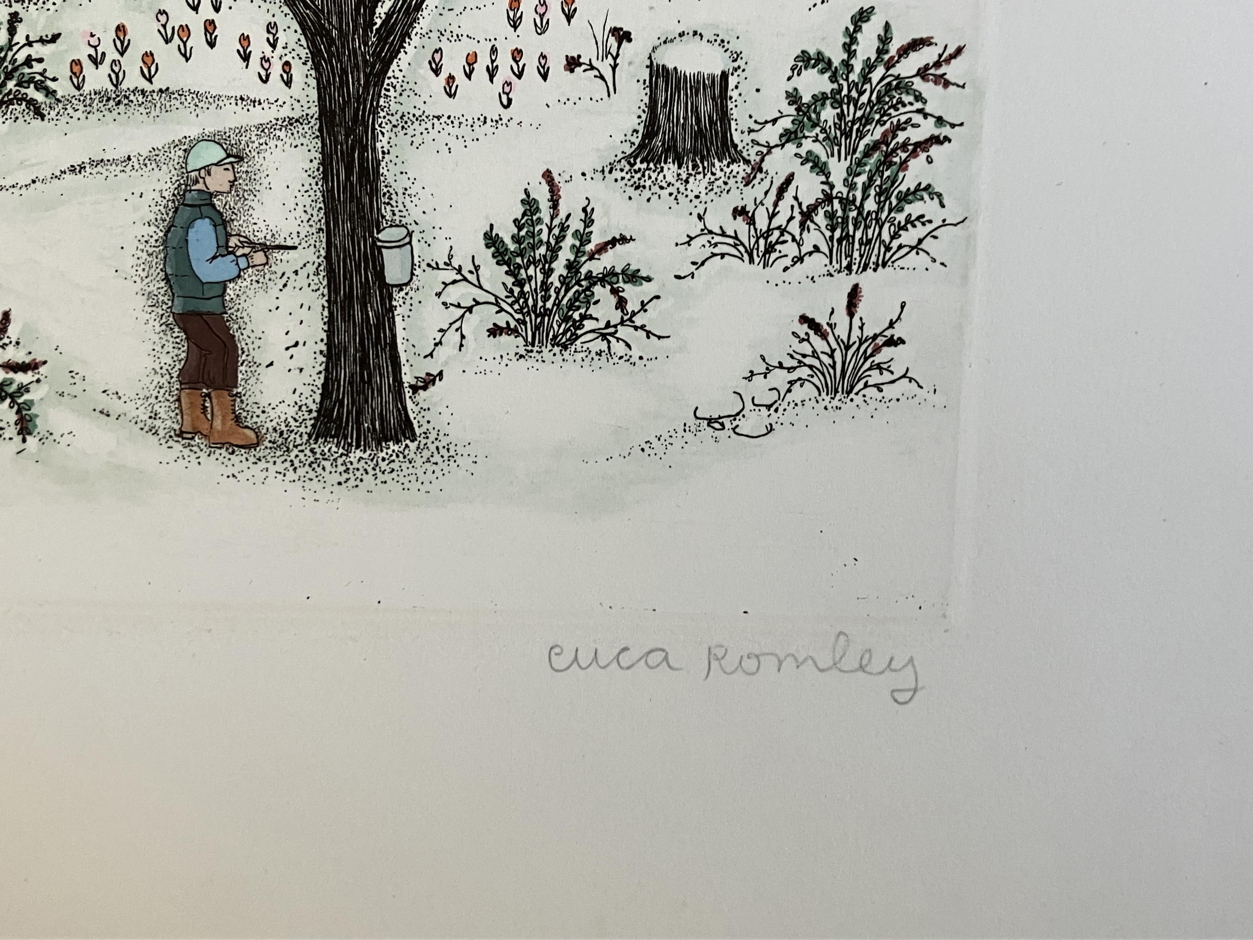 Grove à sucre d'érable - Gris Landscape Print par Cuca Romley