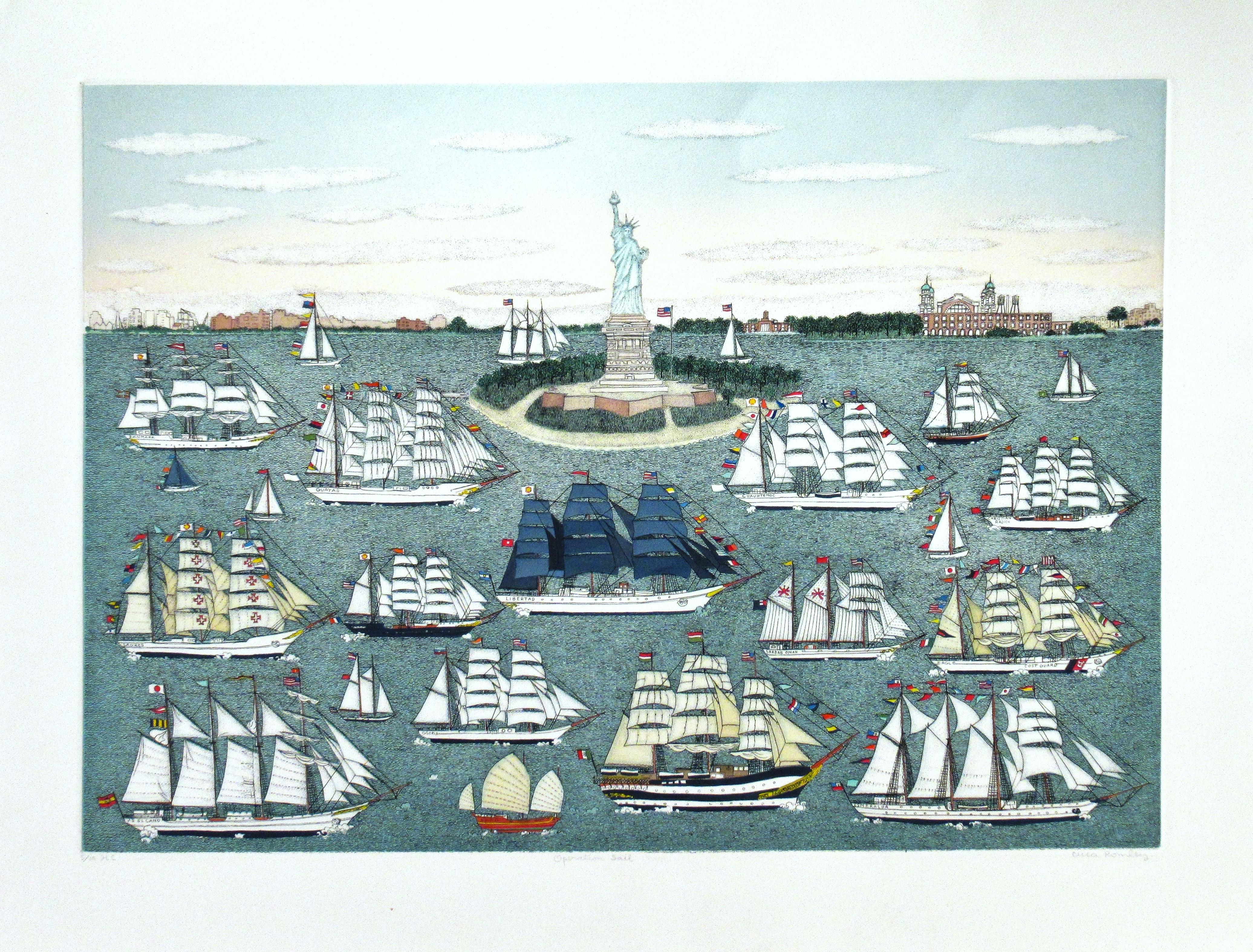 Cuca Romley Print - Operation Sail, Statue of Liberty