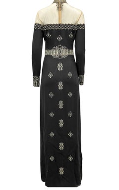 Brand New Cucculelli Shaheen Black Hand Beaded Silk Dress US 8