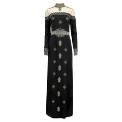 Cucculelli Shaheen Schwarzes Hand Perlen Seidenkleid US 8