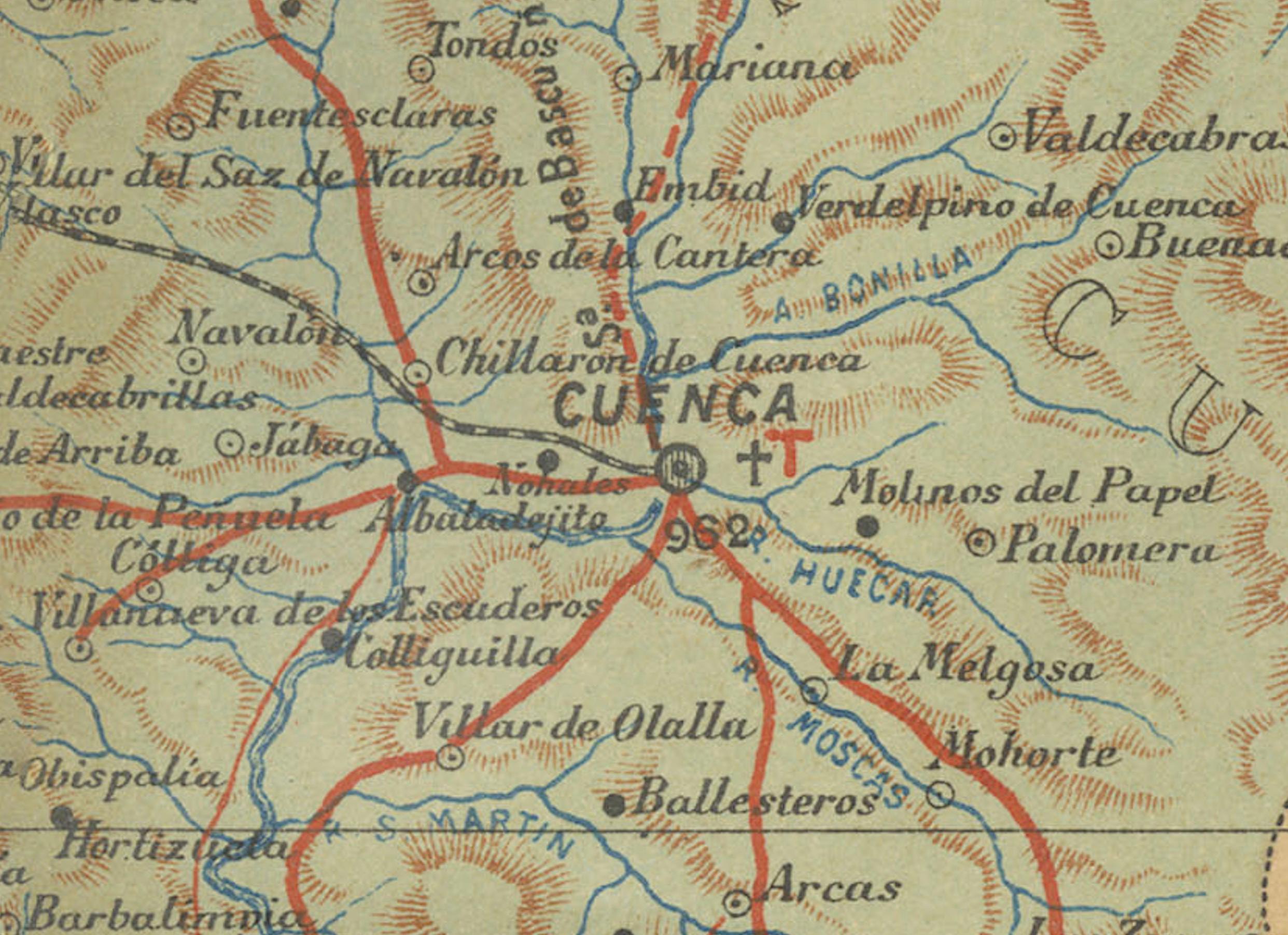 Early 20th Century Cuenca 1901: A Historical Cartographic Detailing of High Plains and Mountains For Sale