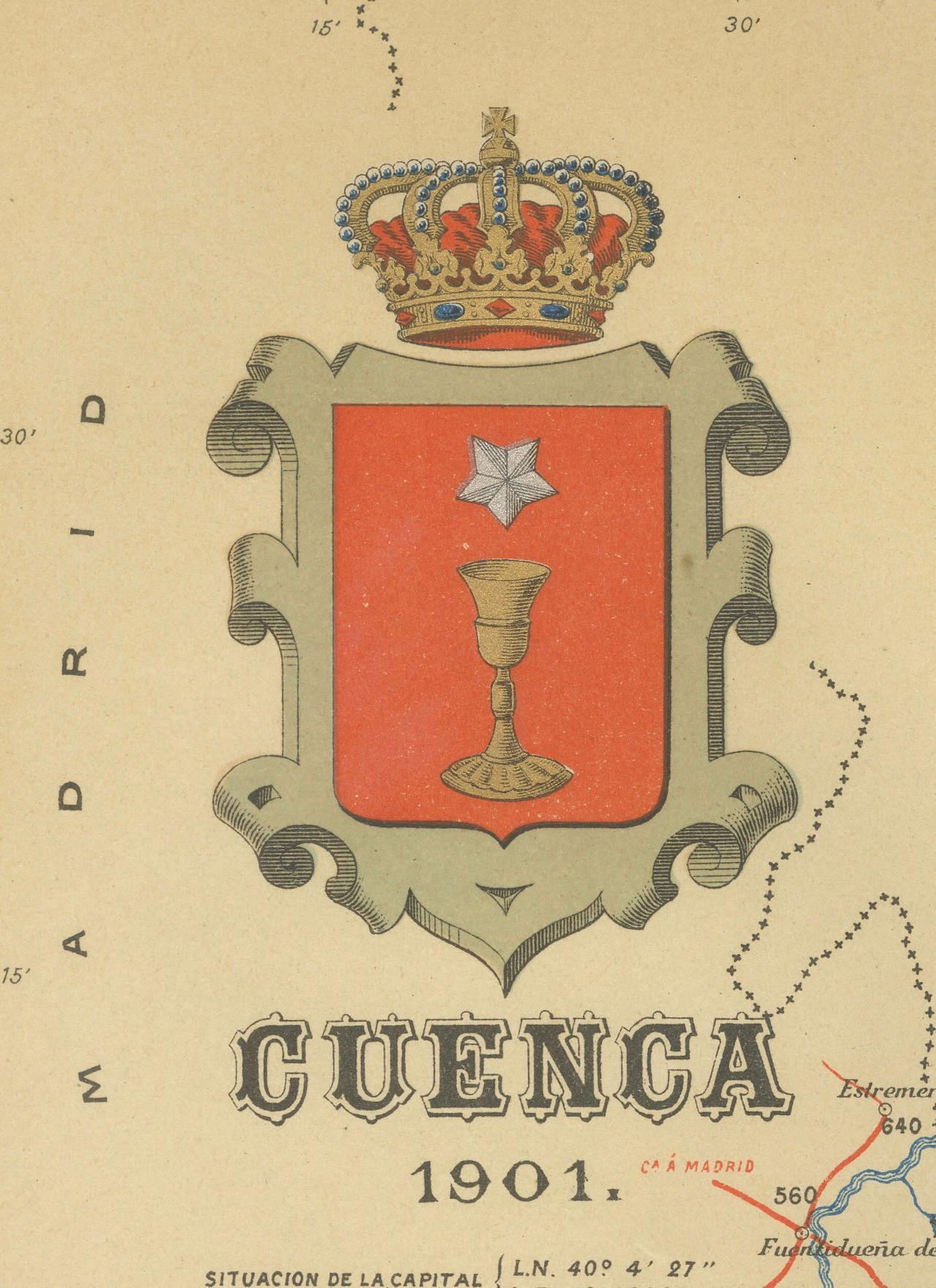 Paper Cuenca 1901: A Historical Cartographic Detailing of High Plains and Mountains For Sale