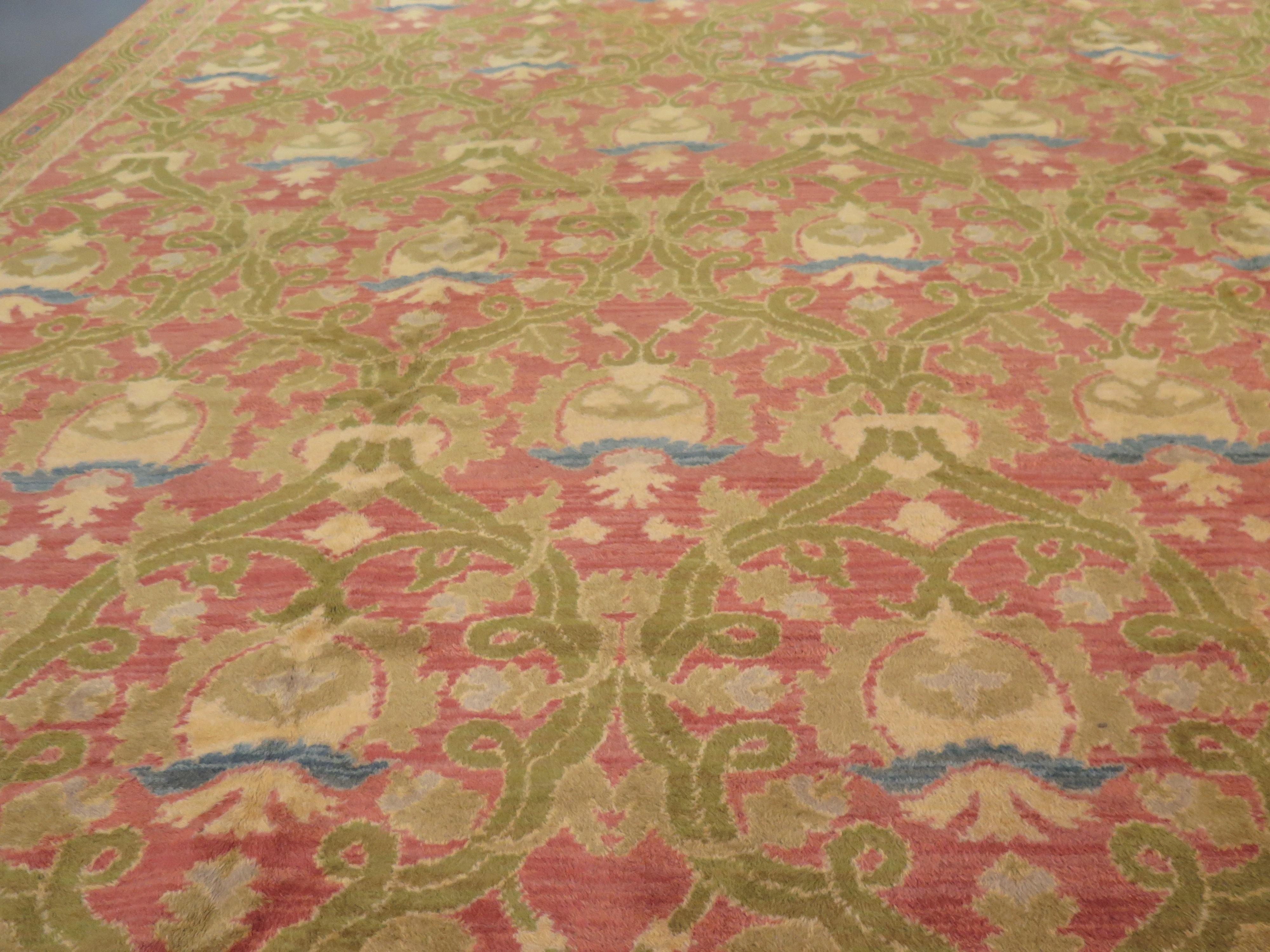 Vegetable Dyed Arts & Crafts Cuenca Carpet, 1920s, Spain For Sale