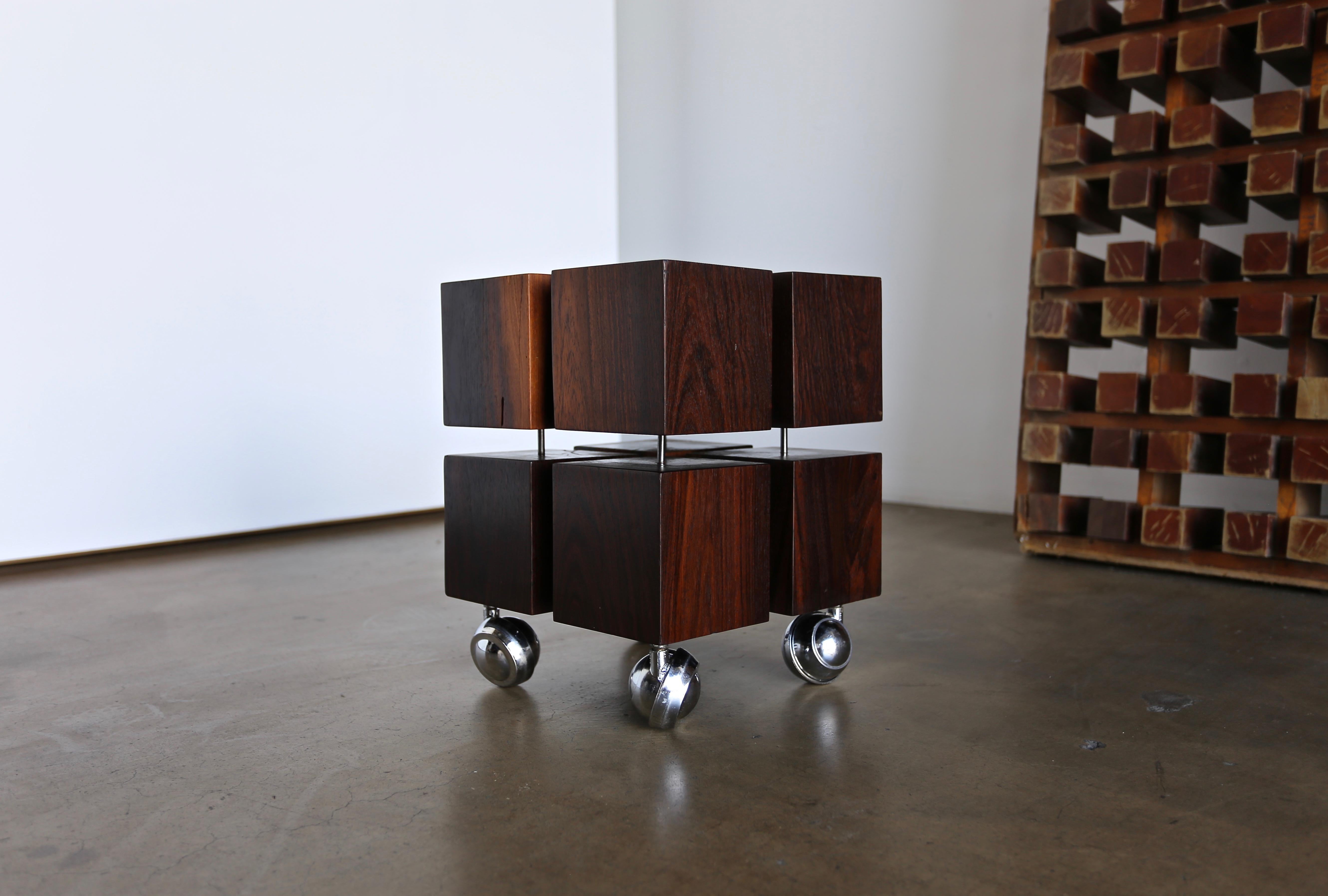 Mid-Century Modern Cueramo Wood Occasional Cube Table