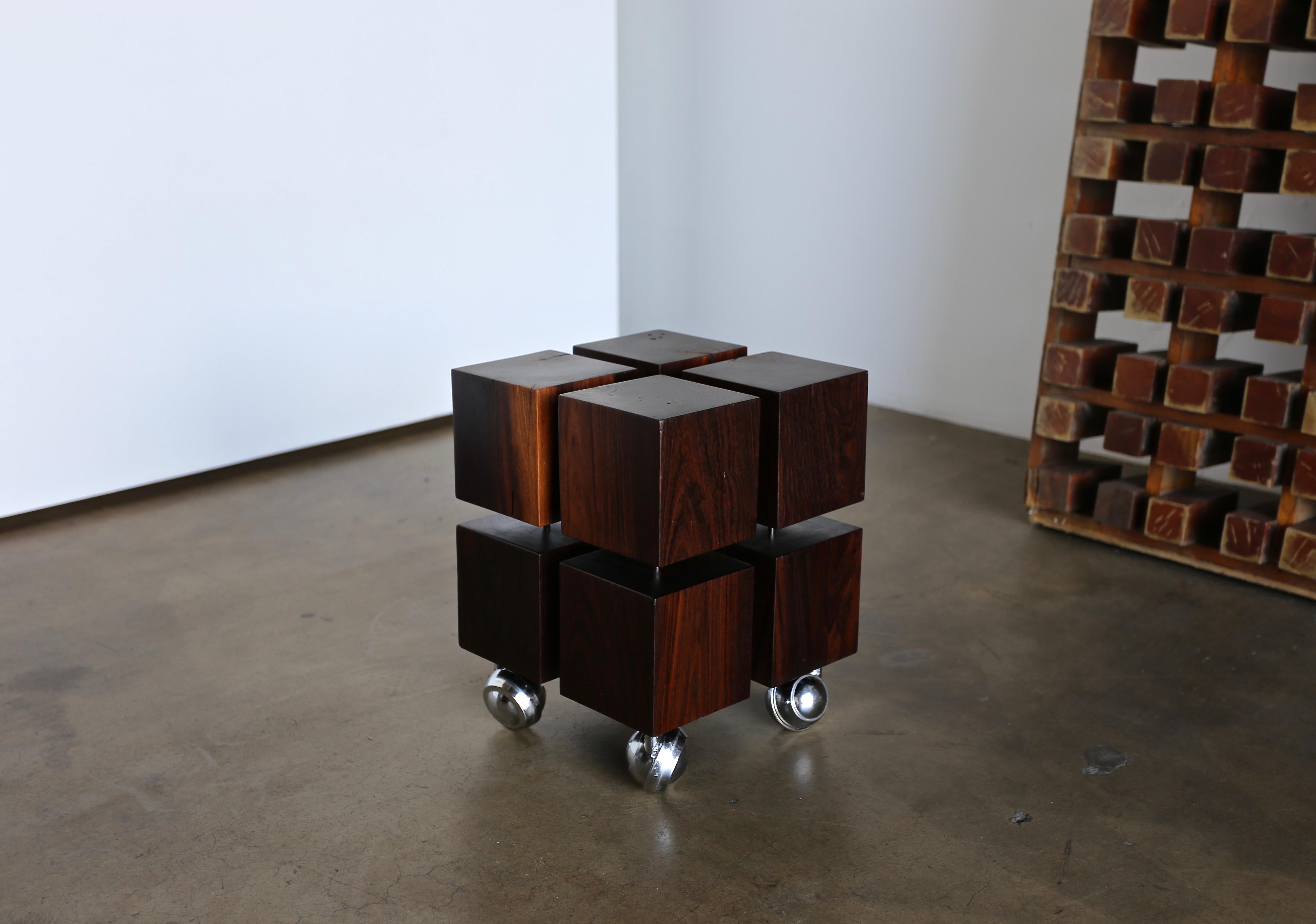 Cueramo Wood Occasional Cube Table In Good Condition In Costa Mesa, CA