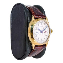 Cuervo & Sobrinos 18kt. Gold Art Deco Cushion Shaped Chronograph from 1930's