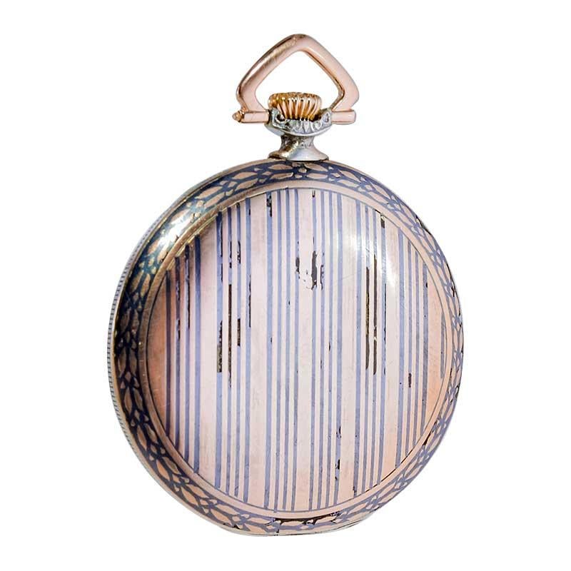 Cuervo & Sobrinos Silver Niello and Gold Art Deco Open Faced Pocket Watch 1940's 5
