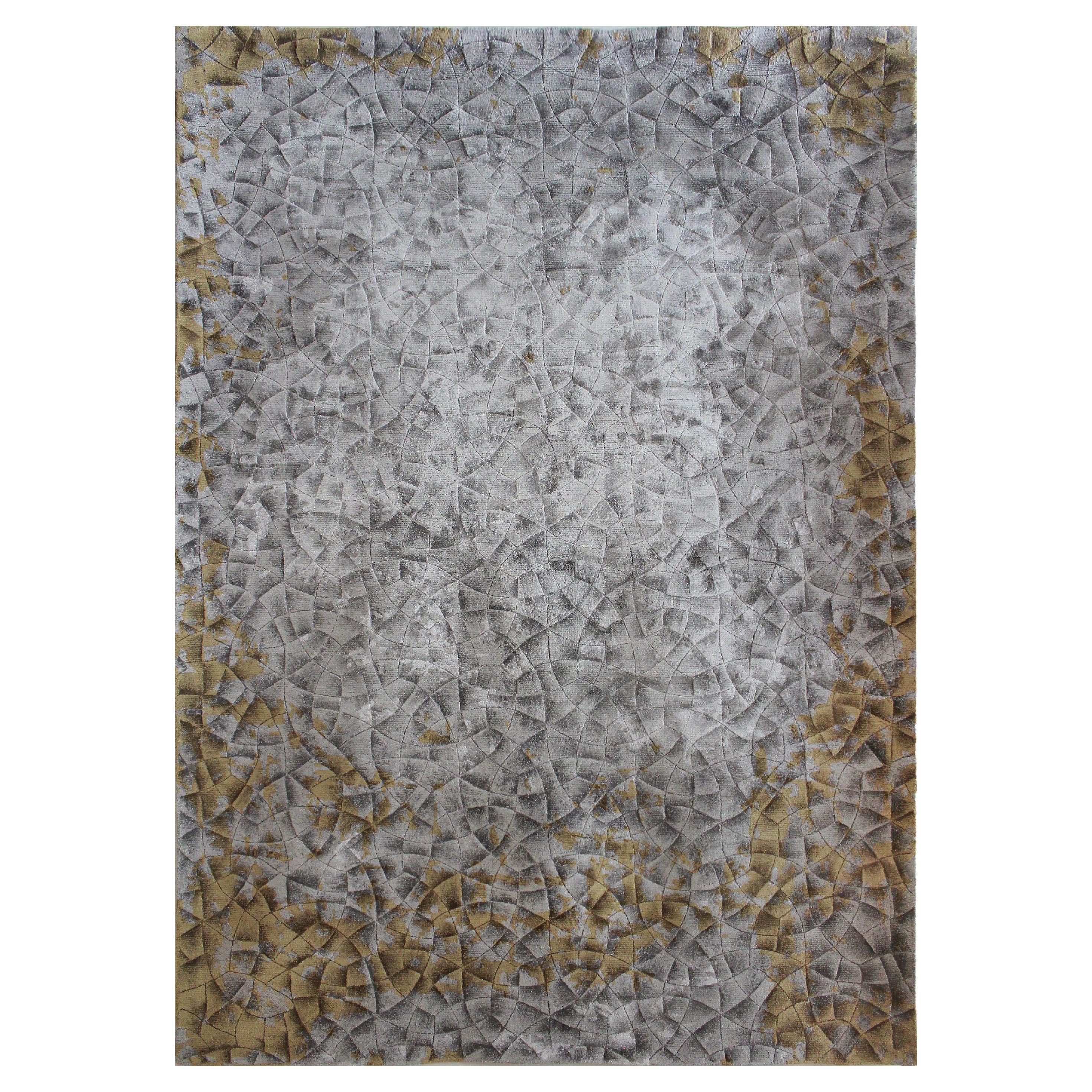 CUESTA Hand Tufted Modern Silk Rug in Taupe Gold Colour By Hands