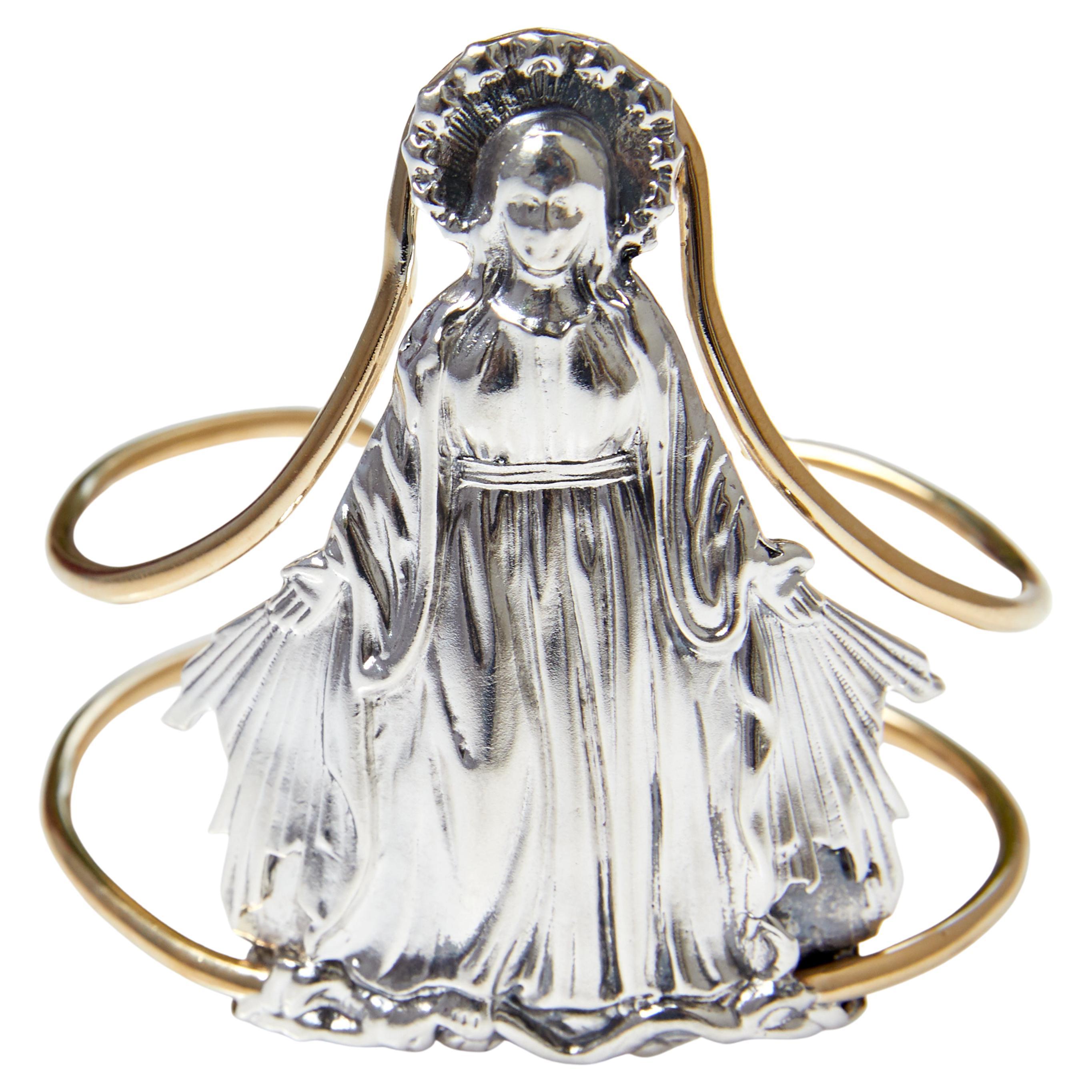 Cuff Bangle Bracelet Virgin Mary Statement Silver Brass J Dauphin