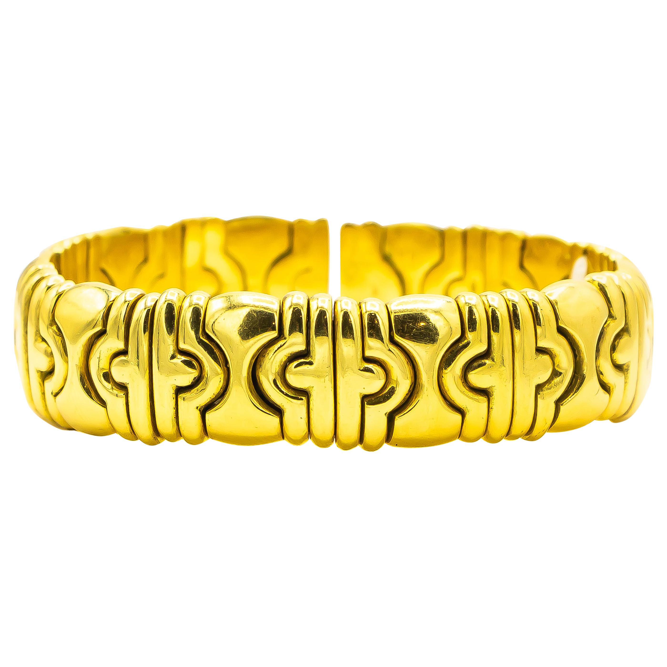 Cuff Bracelet 18 Karat Gold 80 Grams Made in Italy