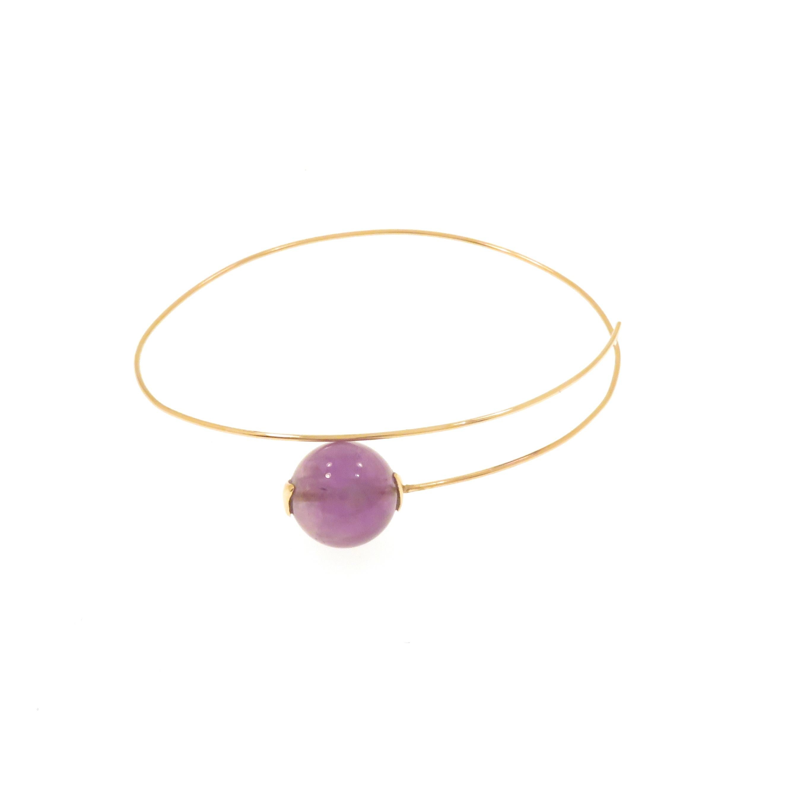 Beautiful cuff bracelet crafted in 9 karat rose gold featuring 1 bead cut amethyst. The inner size is 56x54 mm / 2.204x2.125 inches. Marked with the Italian gold mark 375 and Botta Gioielli brand mark 716MI.

Handcrafted in: 9 karat rose gold.
1