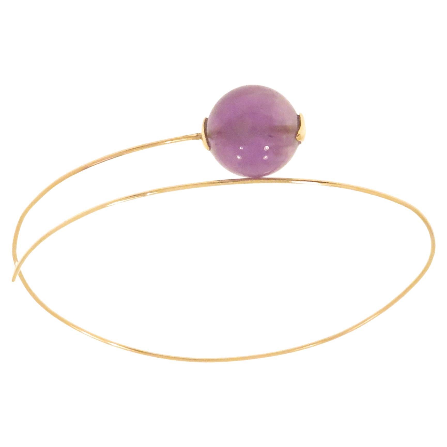 Cuff Bracelet Amethyst 9 Karat Rose Gold Handcrafted in Italy For Sale