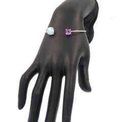 Cuff Bracelet Aquamarine Amethyst 9 Karat Rose Gold Handcrafted in Italy