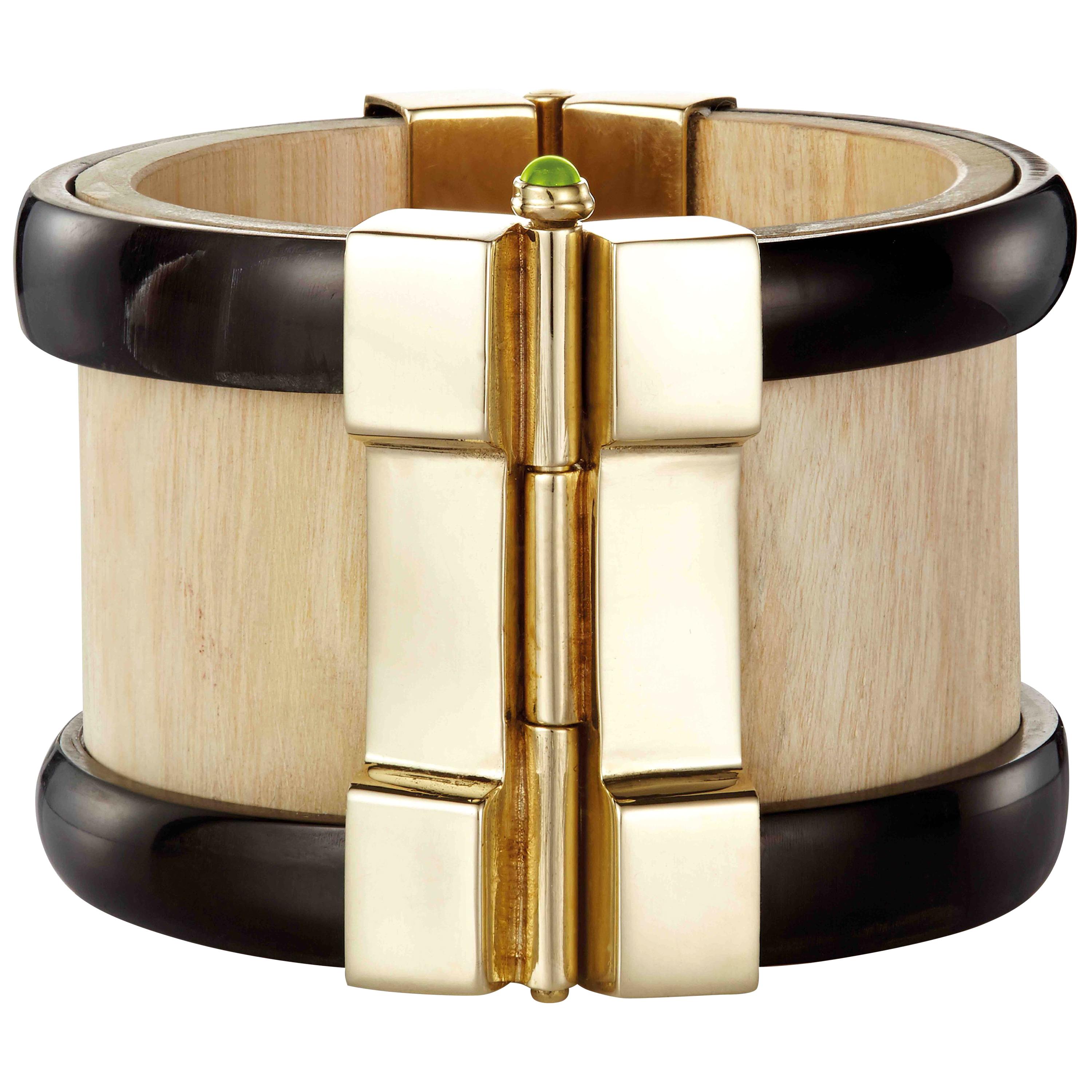 Cuff Bracelet Art Deco Horn Sapphire For Sale