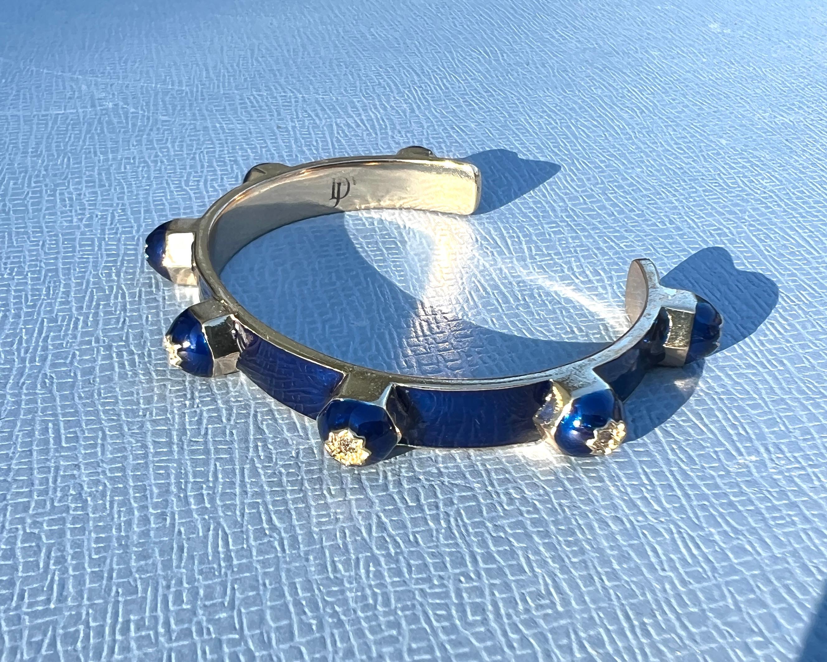 Manschettenarmband Blau Emaille Diamant Viktorianisch im Angebot 3