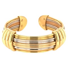 Vintage Cuff Bracelet in 18k Tri-Gold by Luis Gil, circa 1970s