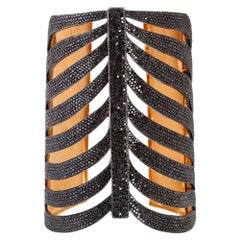 Cuff Bracelet in Grill Pattern with Pave Diamonds
