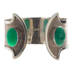 Cuff Bracelet in Silver with Chalcedony by Oswaldo Guayasamín