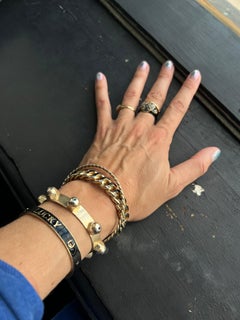 Cuff Bracelet Lucky Horseshoe Black Enamel