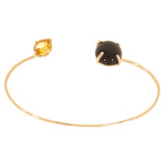 Cuff Bracelet Onyx Citrine 9 Karat Rose Gold Handcrafted in Italy
