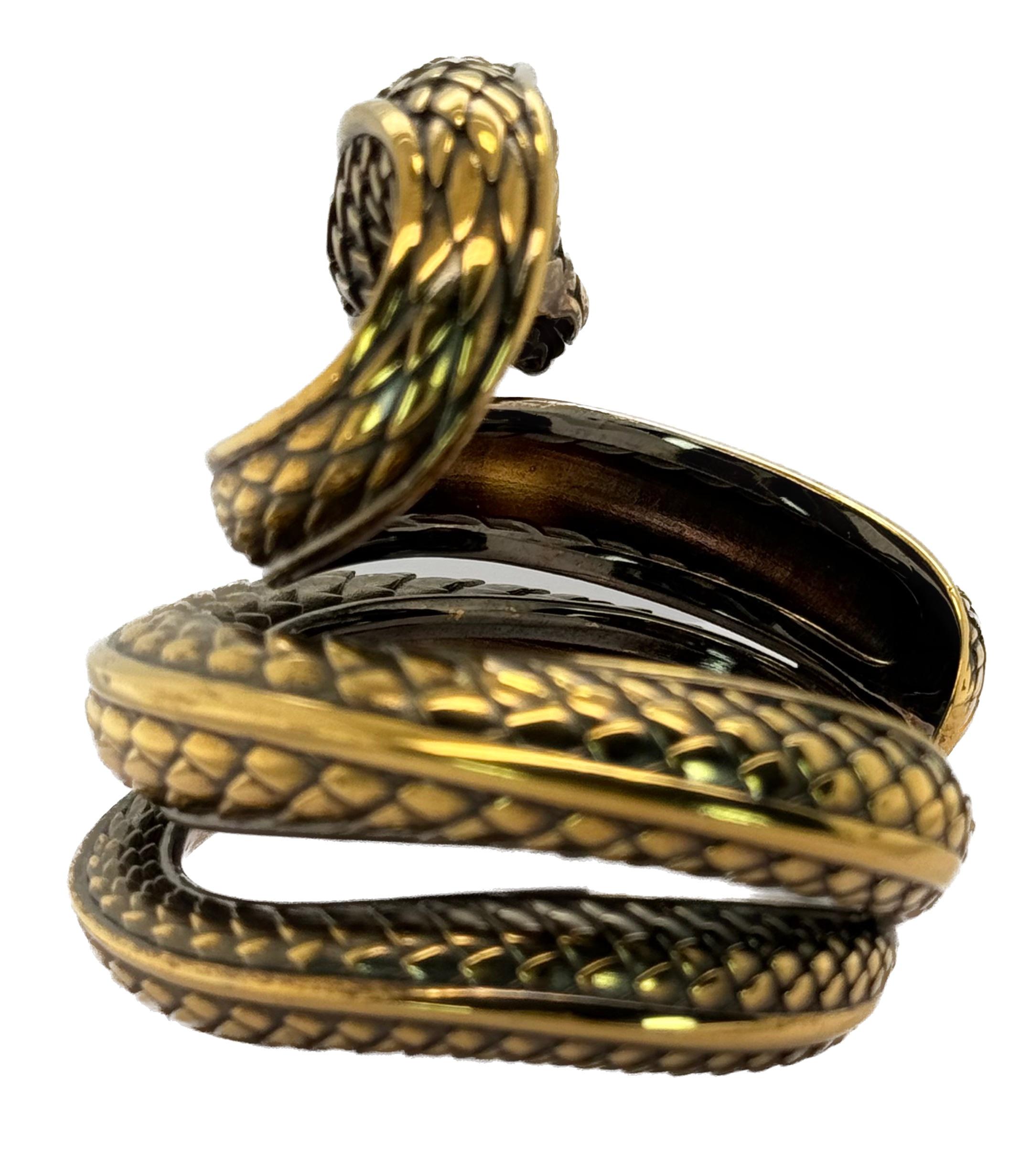 Women's or Men's Snake Cuff Bracelet Roberto Cavalli Vintage Gold For Sale